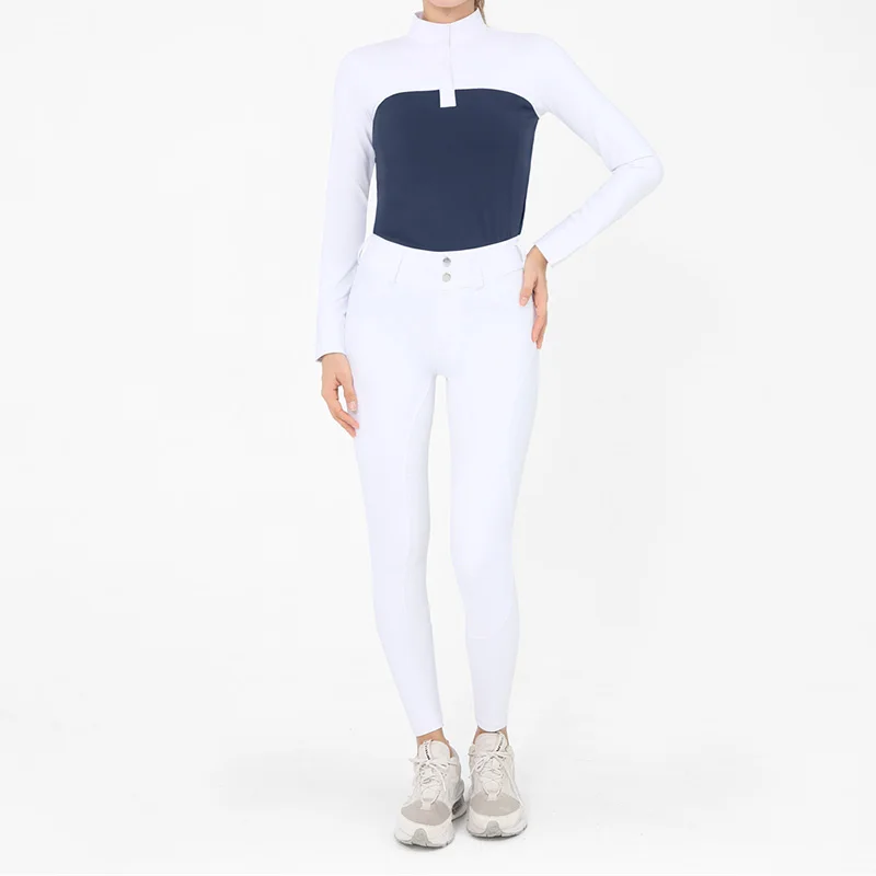 Competition Equestrian Leggings Sets Women Riding Breeches Clothes Full Seat Horse Pants Long Sleeve Tops Training Sports Suits