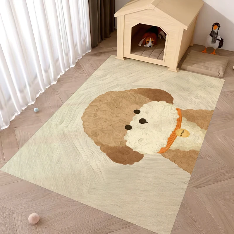 

VIKAMA Cute Cartoon Dogs Diatom Mud Floor Mat - Dog and Cat Meal Mat Waterproof and Urine-Resistant Carpets Home Decoration