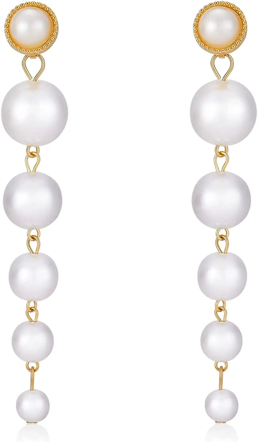 Simulated Pearl Long Clip on Earrings Without Piercing for Women Wedding Party Ear Clips Gift