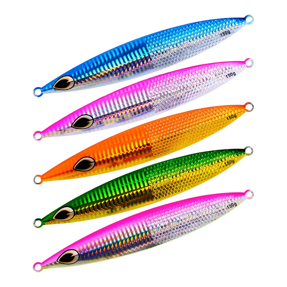 

High quality fishing accessories Saltwater Fishing Cast Jig Bait Jigging Lures Metal jig Fishing Lure 150G/200G 5 colors 1PC