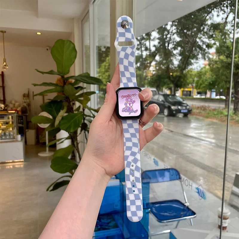 เกาหลี Checkerboard Lattice สำหรับ Apple นาฬิกา Series 7 41มม.45มม.44มม.40Mm Correa 38/แฟชั่น42มม.สำหรับ IWatch 6 SE 5