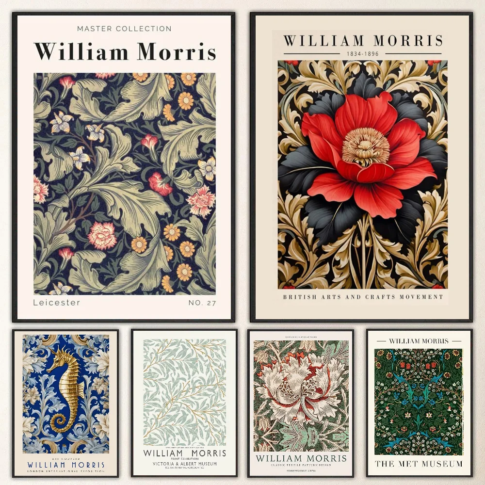 Affiche neutre William Morris, 1 pièce, autocollant en papier imperméable, décoration murale pour café, Bar, salle