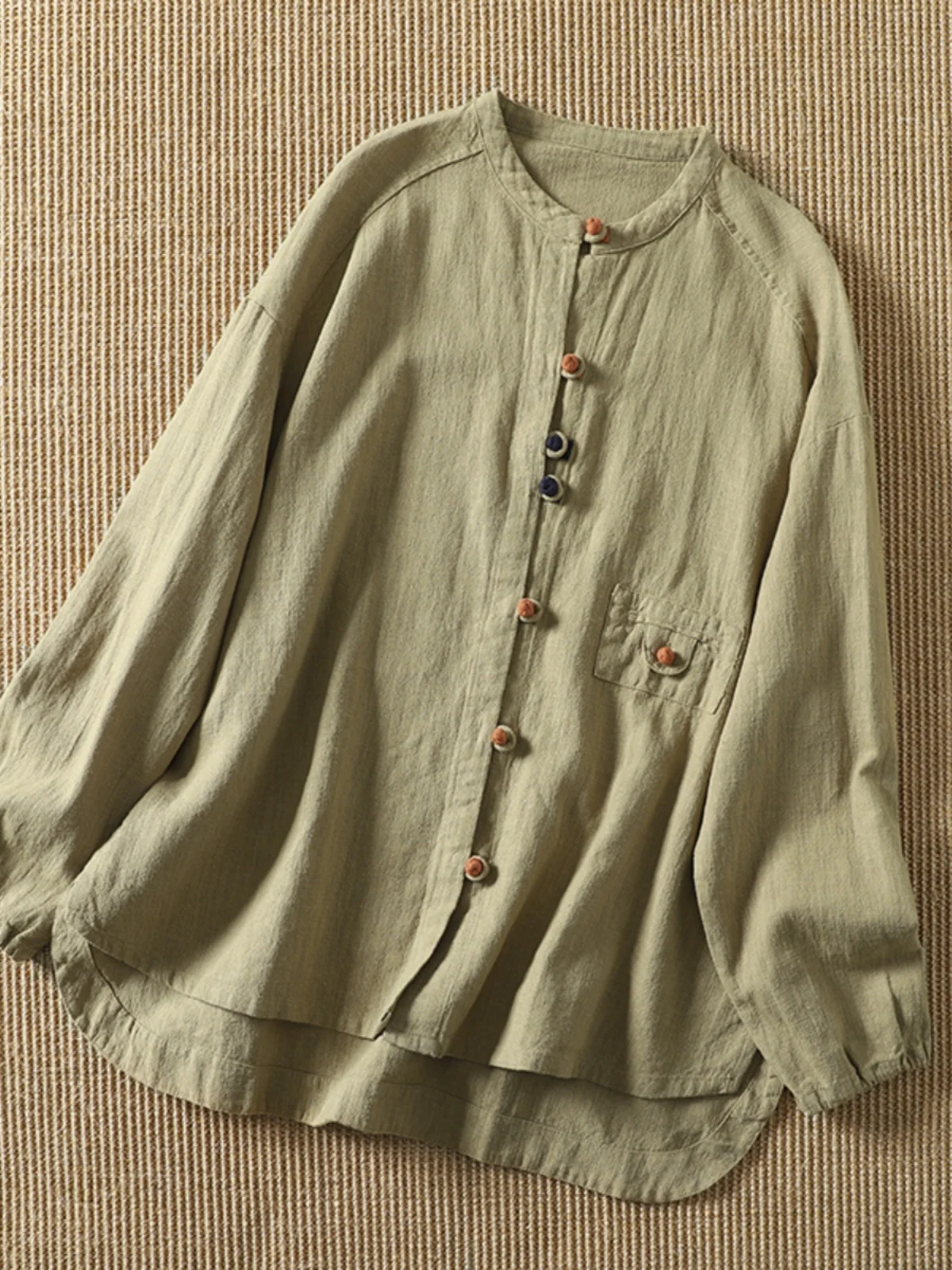 New Chinese Sle Retro Button Cotton Linen irt Jaet Women's Spring Autumn National Sle Reformed Tang Costume Zen Tea C...