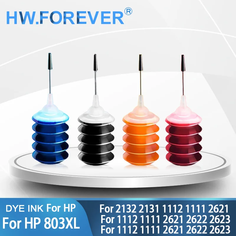 

1 комплект сменных чернил для принтеров HP 2132 2131 1112 1111 2621 2622 2623, набор чернил для картриджей HP 803XL, яркий цвет, набор чернил для заправки