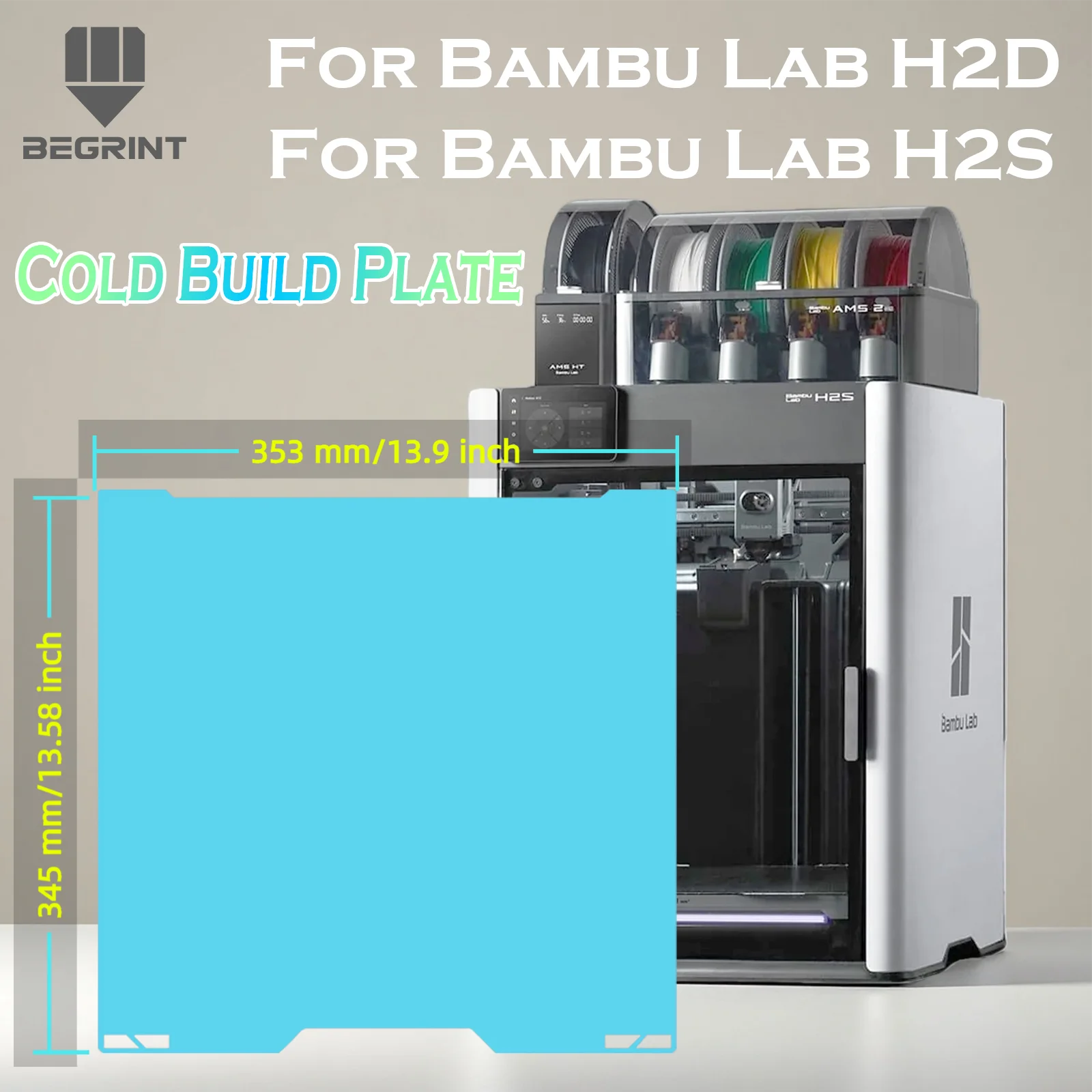 

Cold Plate For Bambu Lab H2S H2D Build Plate Textured PEI Spring Steel Sheet for Bambulab H2D H2S 3D Printer Heat Bed Printing