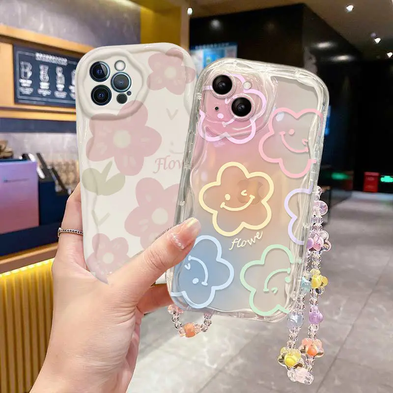 لطيف ابتسامة الأزهار زهرة سلسلة الحال بالنسبة Xiaomi Redmi ملاحظة 13 برو 5G 12 4G 8 9 11 10 12 13 برو زائد 12S 14C 13C 12C 13 12 A3 9A