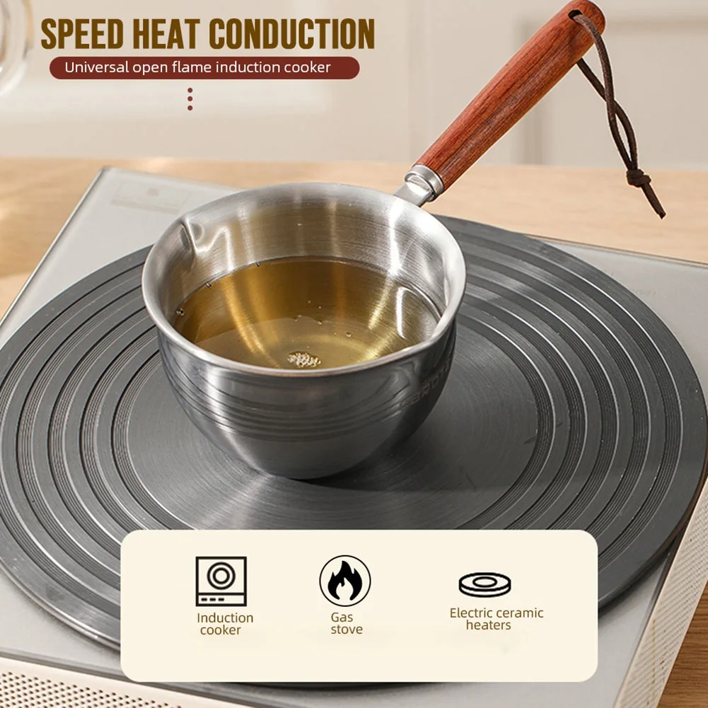 1pcs 150/300/500ML Stainless Steel Oil Pan Small Pot Cooking Butter Melting Pot For Versatile Butter Melter Kitchen Tools