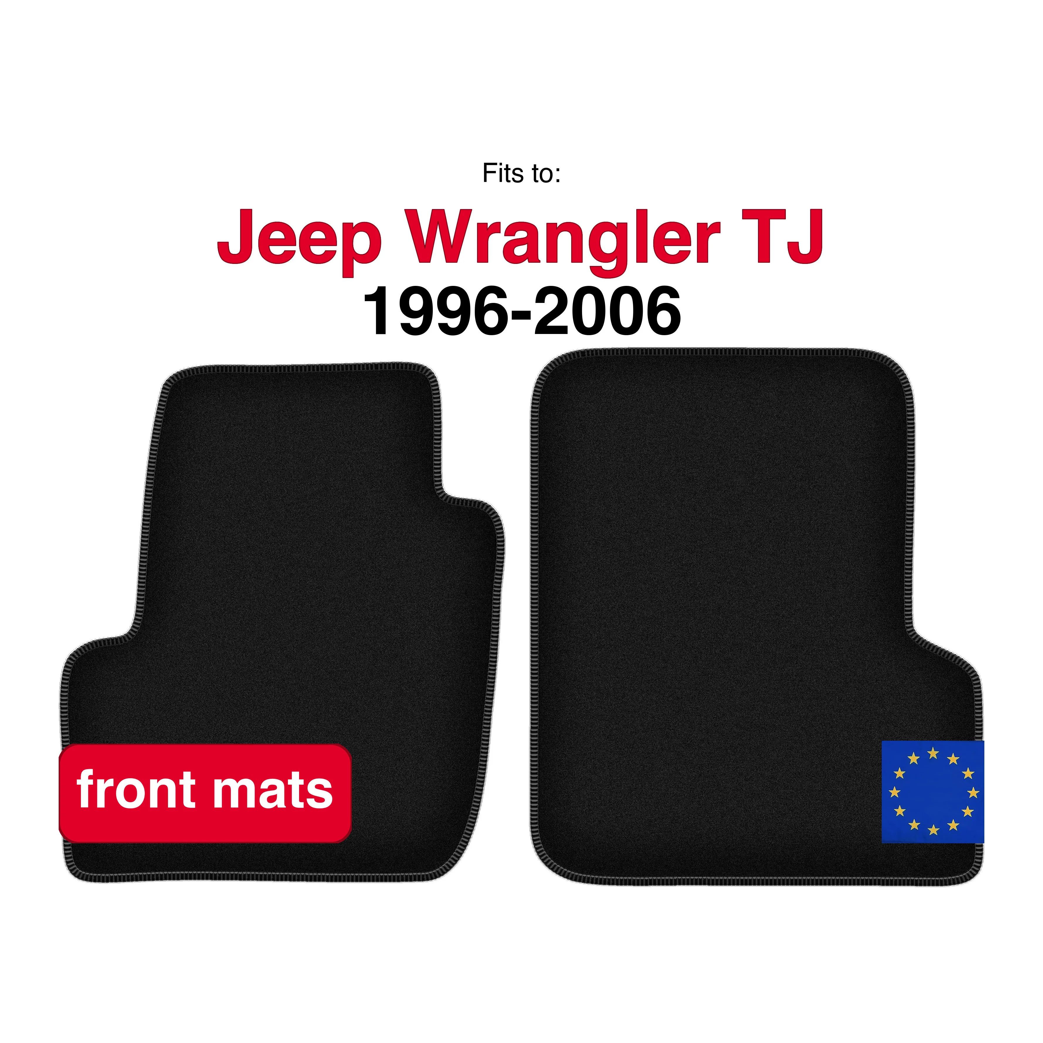 Velours vloermatten voor Jeep Wrangler TJ SUV (1996-2006) - Zwart (2 stuks) set voorste autovloerkleed