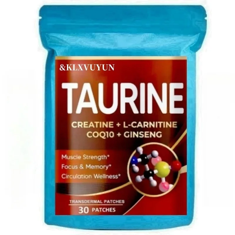 Taurine + Creatine Transdermal Patches, Muscle Strength, Focus, Memory - Best for Men and Women, 30 Patches One Month Supply