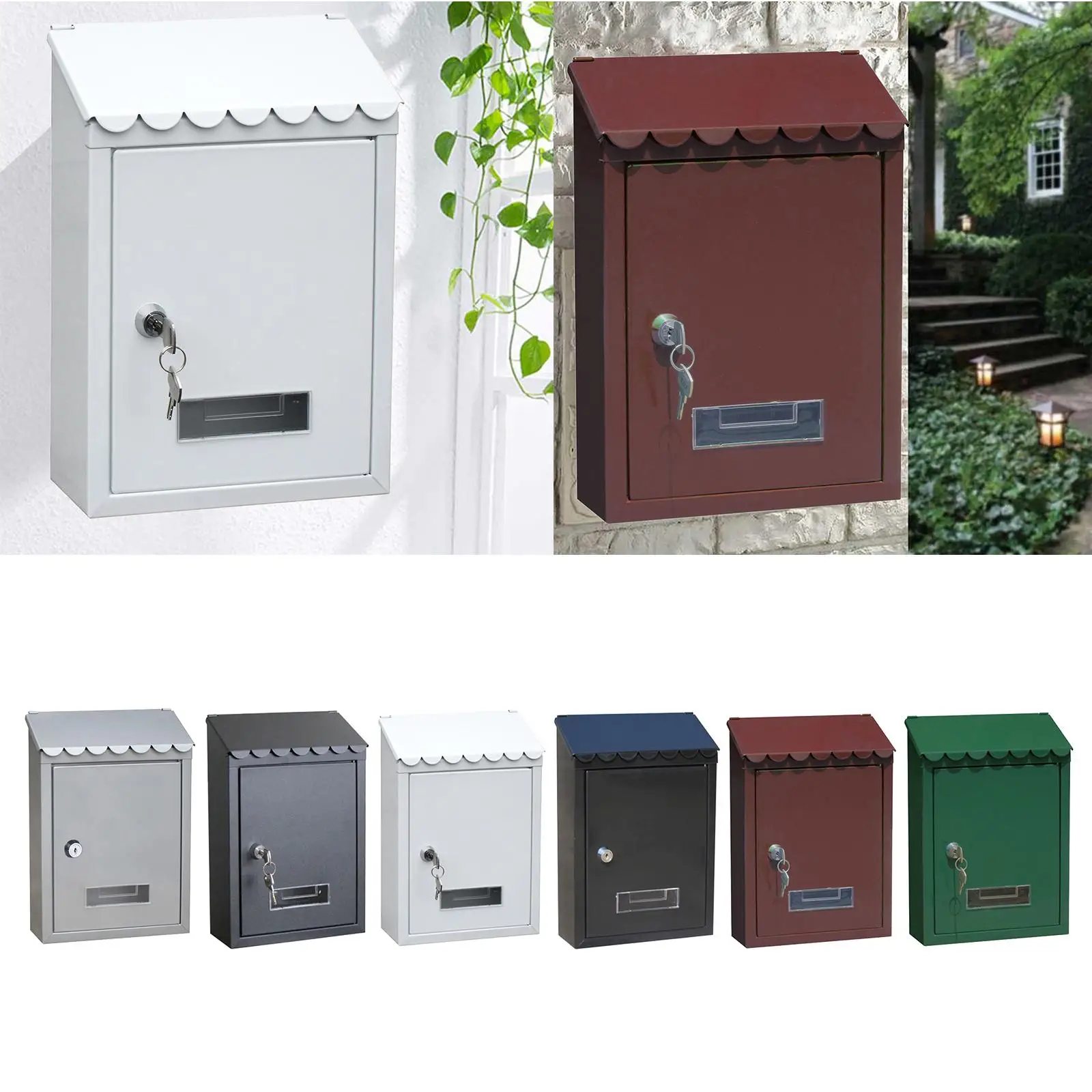 

Mailbox Secure Lockable Mail Box 2 Keys Office Front Door Large Drop Box