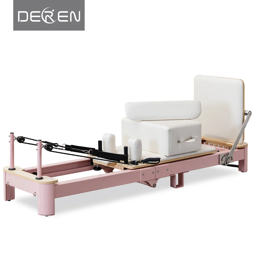 Deren Aluminum Alloy Pilates Reformer Foldable Adjustable Fitness Equipment Body Workout Features Universal Use 3-Year F-6004