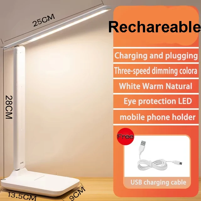Lampe de Table LED rechargeable, couleur USB, variable en continu, tactile, pliable, Protection des yeux, veilleuse de lecture, 2026