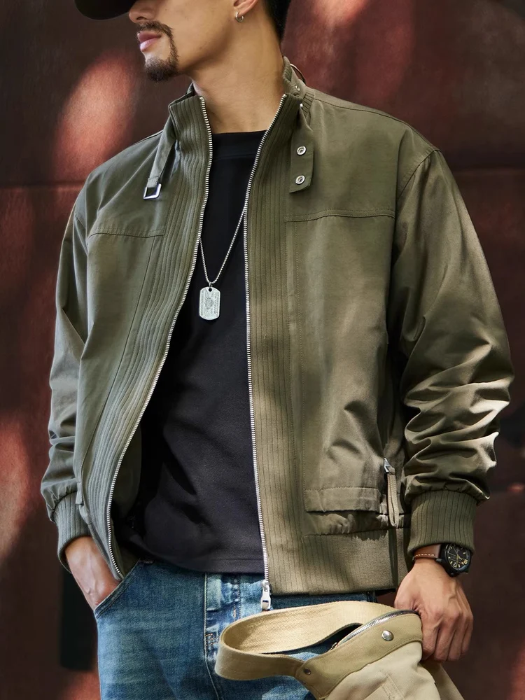 

Мужская рабочая куртка свободного кроя в стиле ретро с воротником-стойкой, осенне-зимняя верхняя одежда, функциональная охотничья куртка, модная повседневная одежда