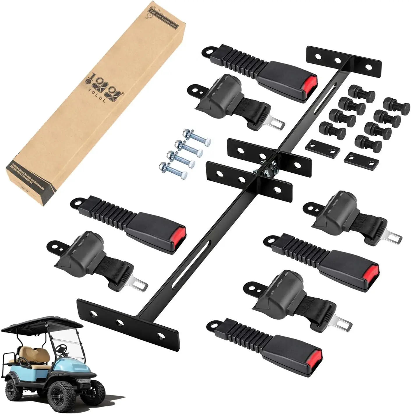 

Universal Golf Cart Seat Belts Kit for 4 Passenger Seats, 42" Belts with Bracket and Street-Legal Upgrades