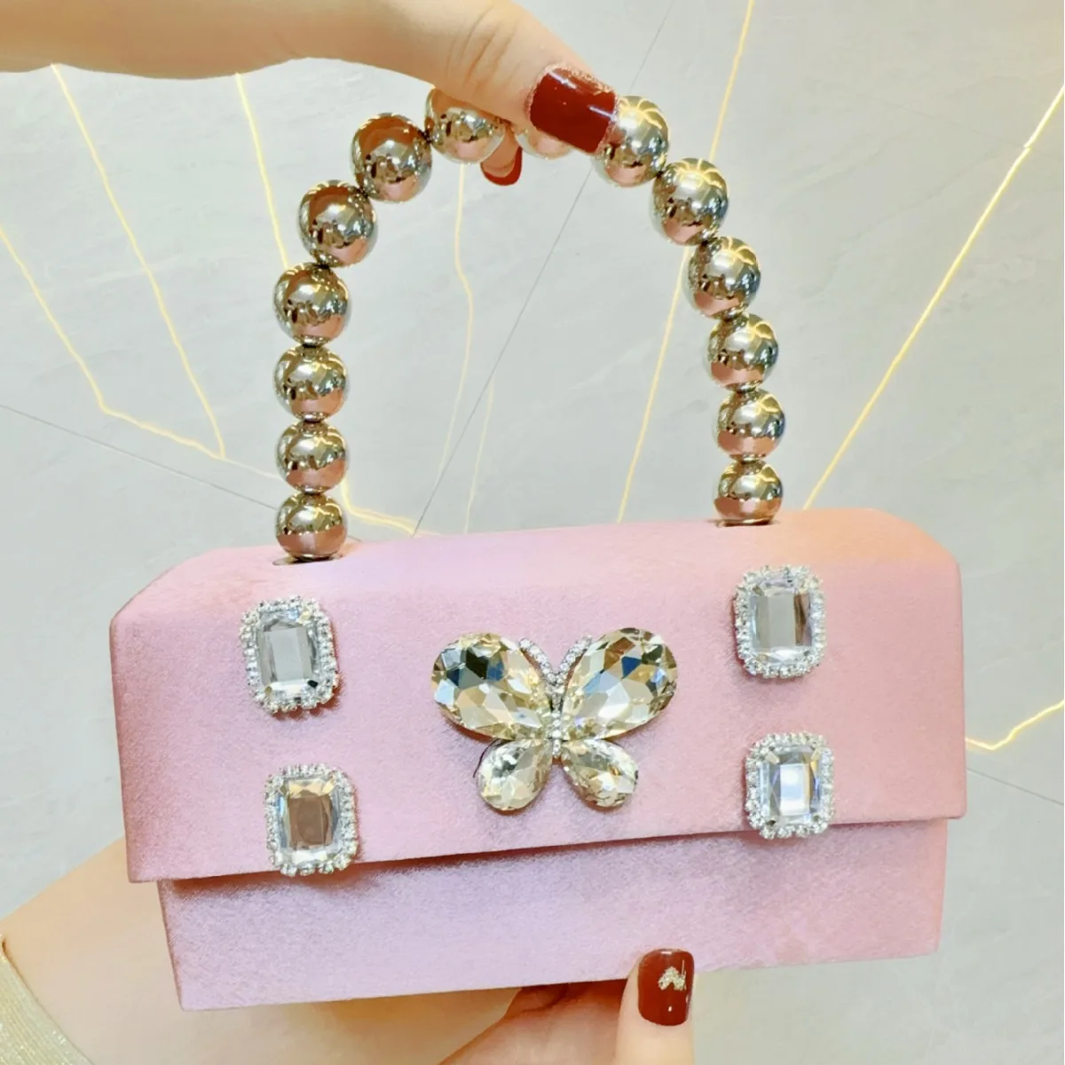 Luxury Satin Square Box Women Handbag Crystal Shiny Rhinestones Diamond Evening Bag Wedding Party Clutch Purse Crossbody Bag