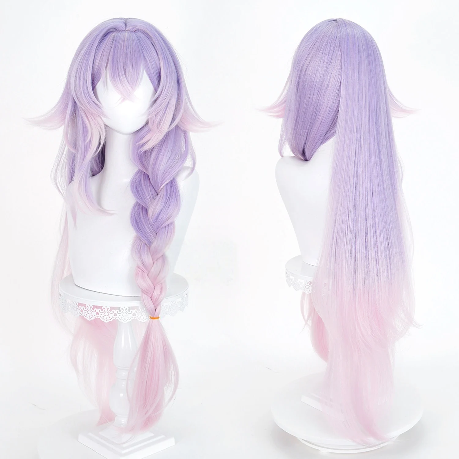 Game Wuthering Waves Lily Cosplay Wig Long Lavender Pink Gradient Braid Scalp Top For Halloween Comicon Party Adult Women Men