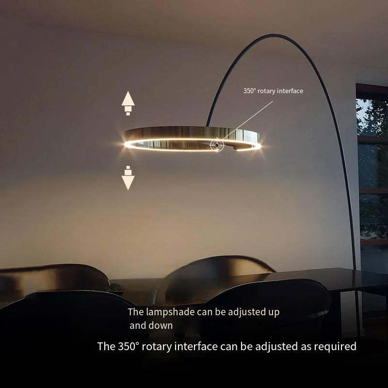 Nordic Circle Fishing Vloerlamp Moderne LED Smeedijzeren Kunstarmaturen voor Woonkamer Slaapkamer Bank Home Decor Staande Licht