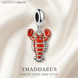 Red Lobster Pendant Charm New Fine Jewelry 925 Sterling Silver Oceans Cute Gift For Women Men