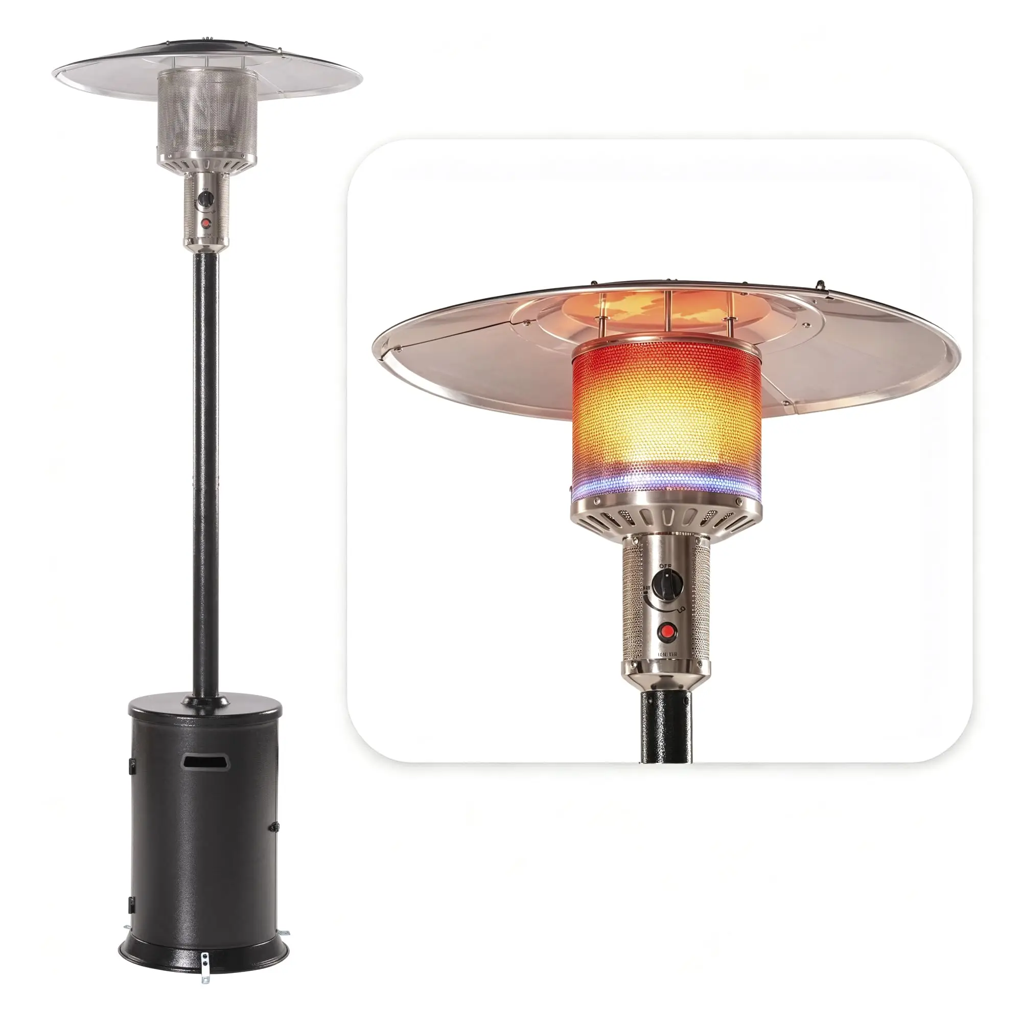 47000 BTU Patio Heater, Outdoor Heater, Mushroom Heater, Black