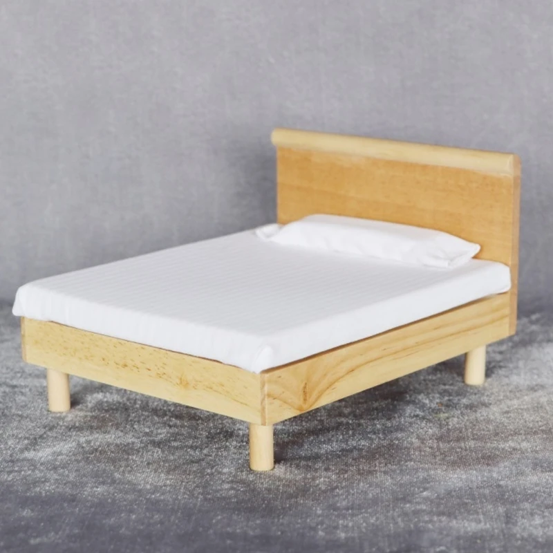 Juego muebles dormitorio madera a escala exacta 1:12 que incluye cama con textura tela 15UB