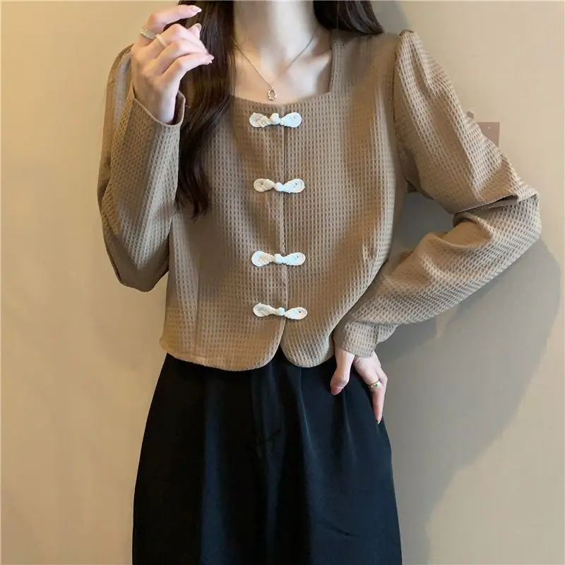 

Cardigans Women Chinese Style Button New Design Autumn Tender Fashion Ladies Cropped Sweaters Elegant Basics