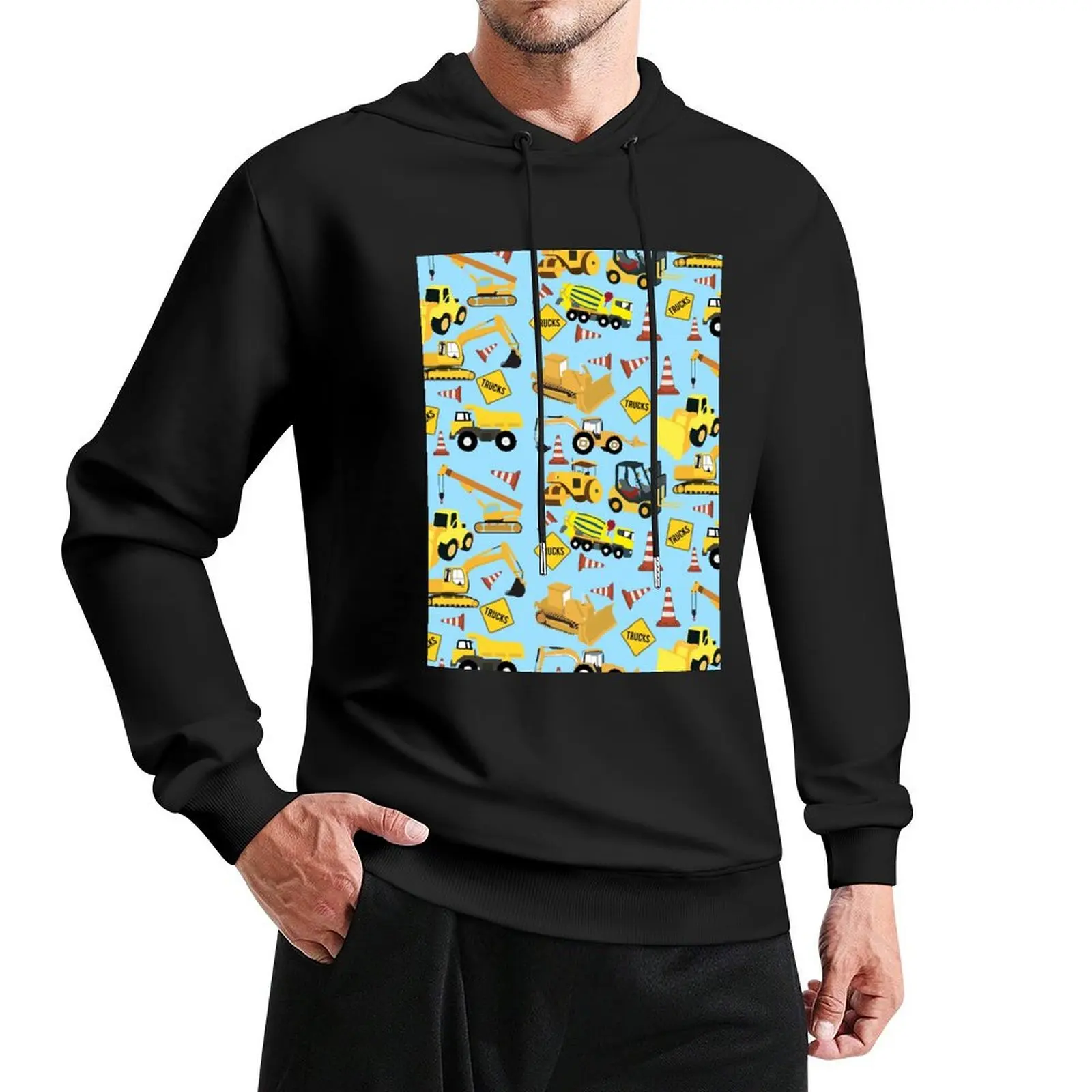 

Construction Trucks Vehicles Pattern - Excavator, Backhoe and more. Pullover Hoodie blouse winter clothes autumn hoody