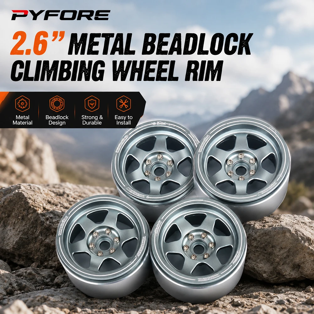 PYFORE 2,2'' Metall-Beadlock-Felgenadapter für Kletterreifen 12mm für 1/8 RC Auto Crawler H8P H8E Zubehör
