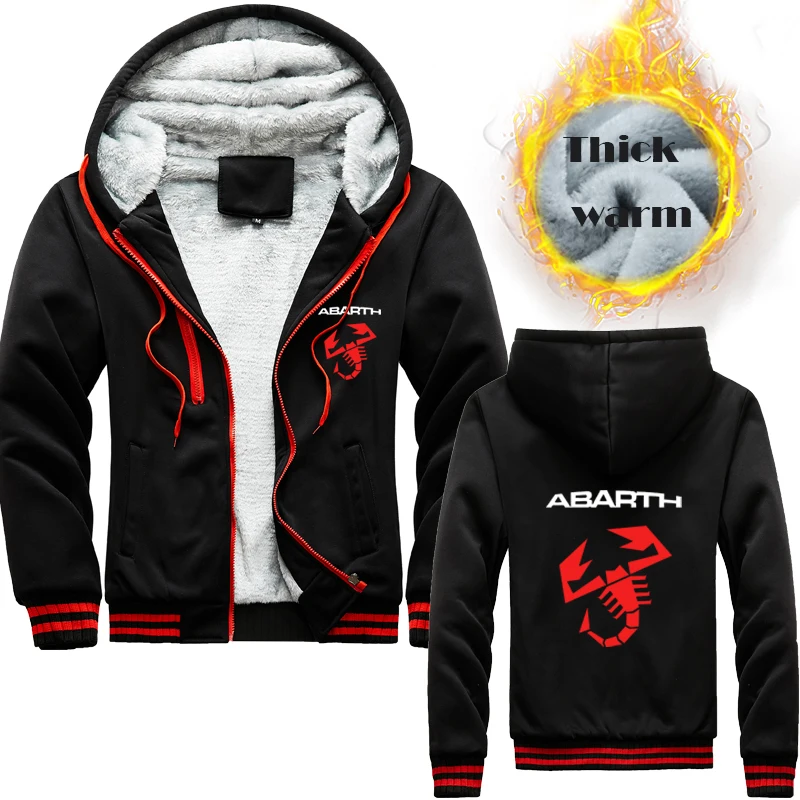 

Trend Hip Hop Oversized Hoodie abarth logo print Men's sweatshirt High Quality Cotton Fleece Thickened Warm Men's Hooded Jacket