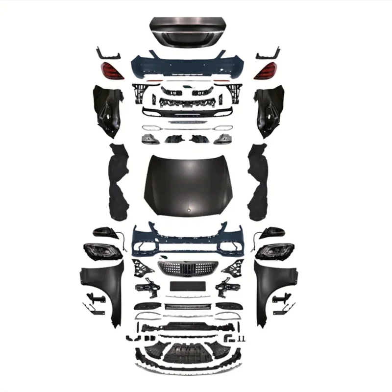 

Upgrade Modification Kit Bodykit Front Bumper Grille Side Skirts Tail Lamp Hood Fender Use For W221(06-13style)S-Cla