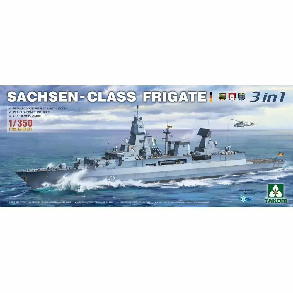 TAKOM 6001 1/350 Sachsen-Class Frigate - Scale Model Kit