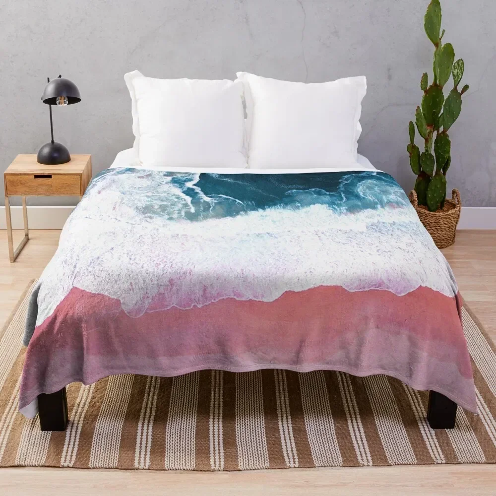 

Aerial Beach, Ocean Waves Throw Blanket