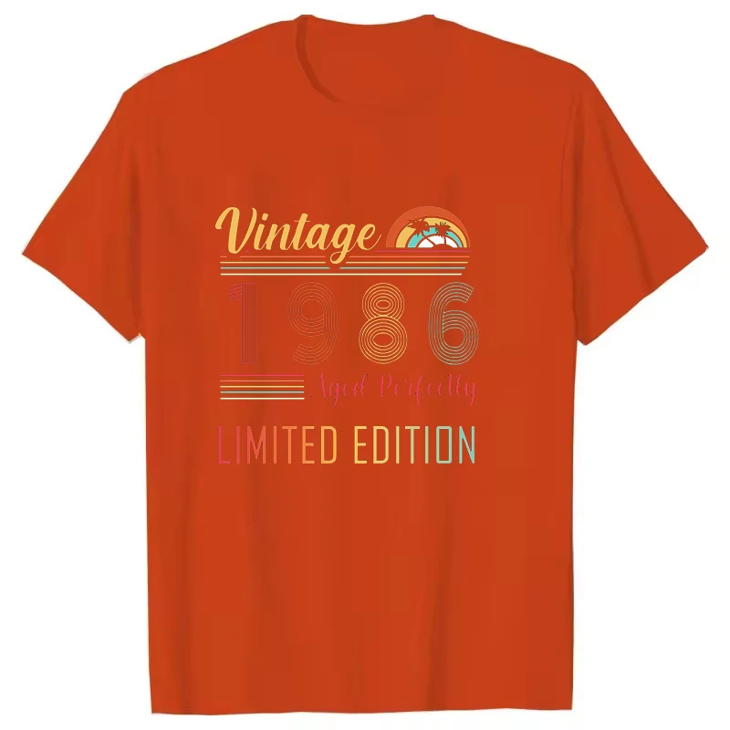 Vintage 1986 Limited Edition Muster T-Shirt für Männer und Frauen, kurze Ärmel, Harajuku, Unisex, lustiges T-Shirt, Sommertrend, große Größe, Paar-Tops – Detail 7