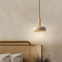 2025 Wabi Sabi Circular Yellow Stone LED Pendant Lamp for Commercial Home Decor Restaurant Room Drop Light Design