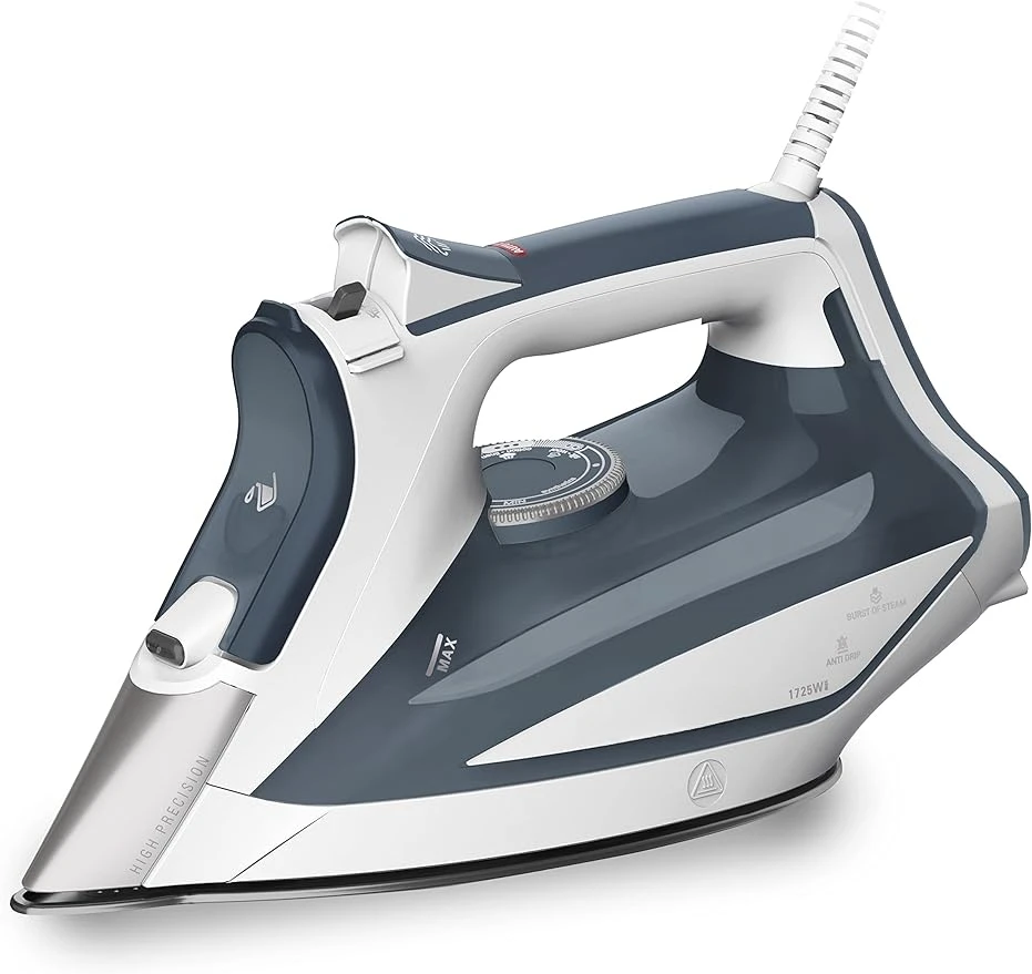 

Focus Stainless Steel Soleplate Steam Iron for Clothes Standard 400 Microsteam Holes, Powerful steam blast, Leakproof