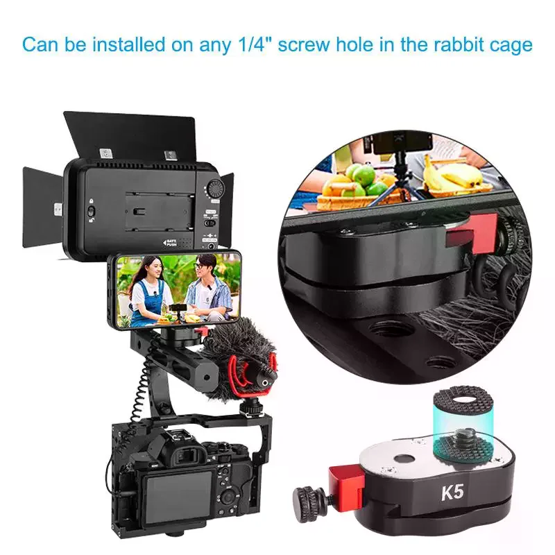 Mini plaque de fixation rapide pour cage d'appareil photo avec vis 1/4 pour appareils photo, moniteur vidéo, bras magique, support flash