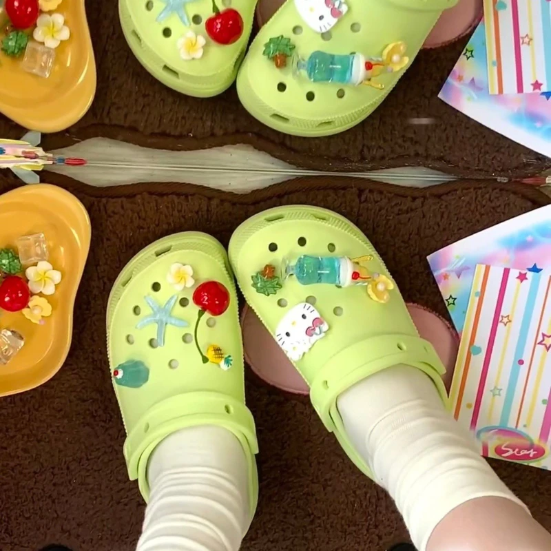 9PCS Hello Kitty ABS Shoe Charms Set Animal-Themed Decorations for Clogs Sandals Cartoon Removable Accessories Xmas Gifts