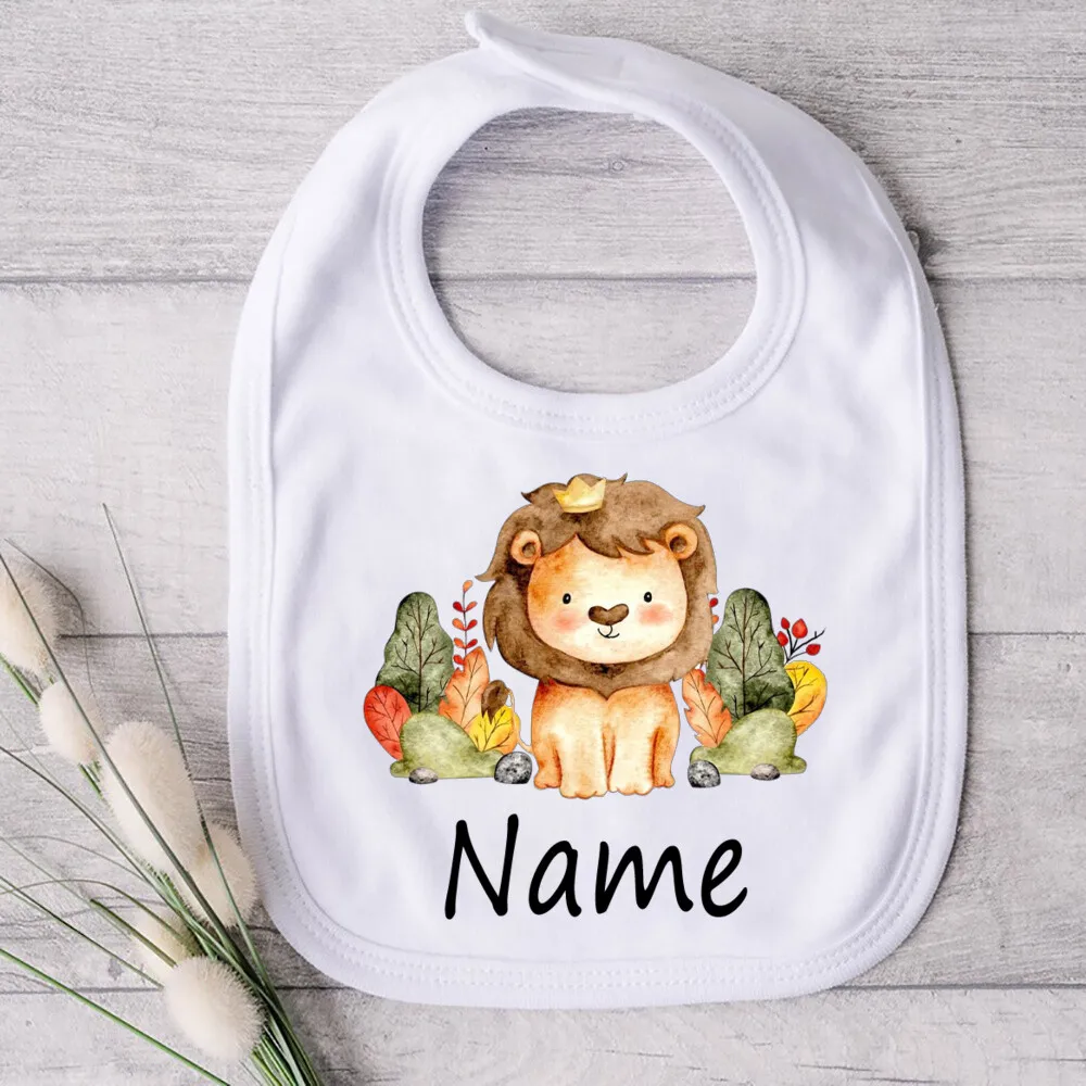 Personalized Baby Bibs Custom Name Toddler Bib Cute Animal Print Infant Bibs Newbron Shower Gift Boys Girls Bib Baby Burp Cloths