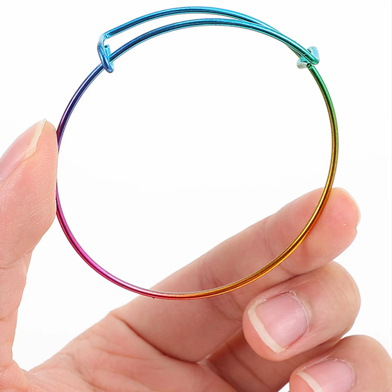 

20 Colorful Activity Bracelets able Alloy Adjustable Blank Bangles Gradient DIY Wrist Rings Women Jewelry Supplies