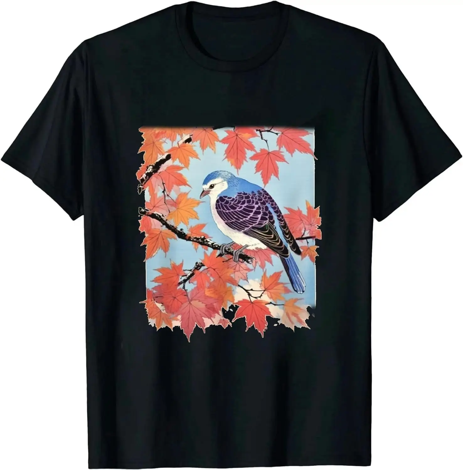 Vintage Japanese Pigeons Art Birds Nature Painting T-Shirt