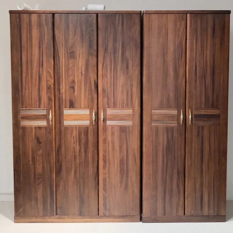 Solid wood ebony wood wardrobe, modern simple storage large capacity wardrobe