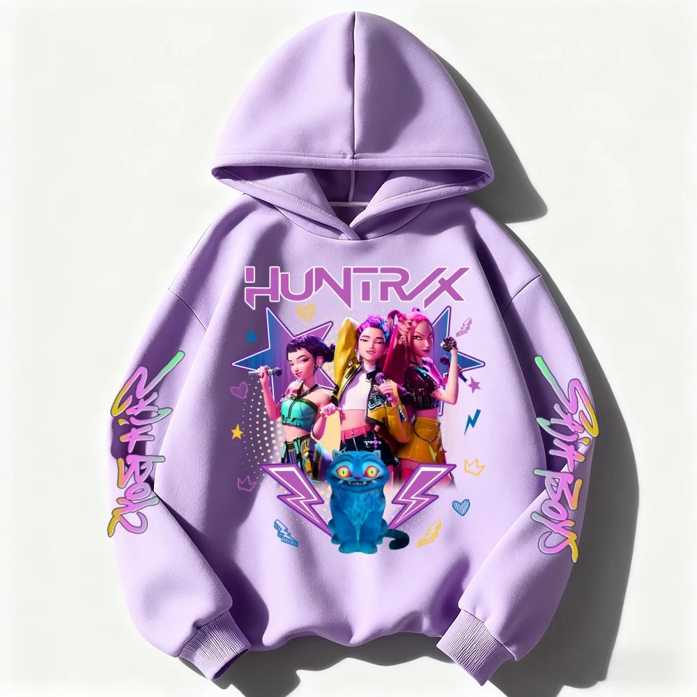 الأطفال العصرية هوديي KPop شيطان هنتر نمط معطف البلوز الفتيان الفتيات 3-12Yrs هدية طويلة الأكمام أعلى عارضة الساحرة الوردي Cl