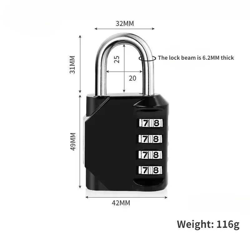 Imagem -06 - Combinação Contra-roubo Cadeado Impermeável Exterior Porta Mala Cacifo do Armário Janela Hardware do Gym Mobília Dígitos
