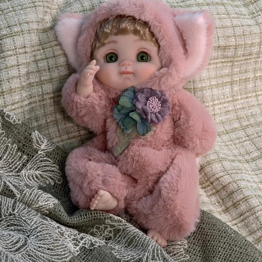 

Cloveray 24cm Original Full Body Vinyl Doll 10 Inch Cute Plush Pink Fox Lifelike Vinyl Doll Kawaii Animal Doll Toy Kid Xmas Gift