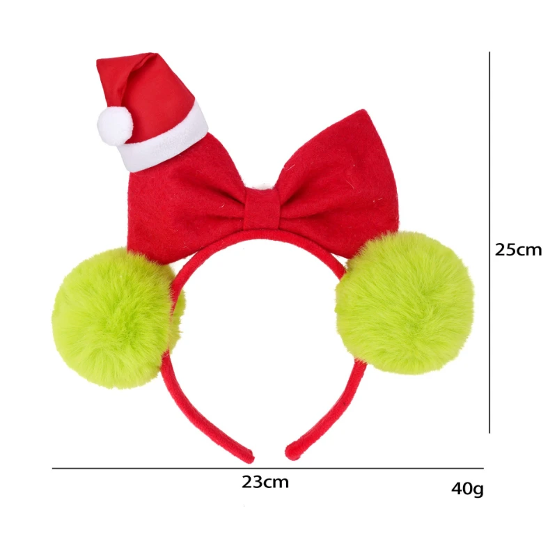 Retro Holiday Pom Pom Hair Band Fluffy Plush Christmas Headband Lightweight Party Accessory for Themed Photoshoot Dress Up view 5