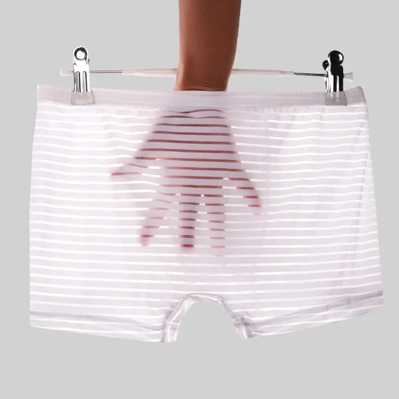 

Мужские тонкие прозрачные сексуальные трусы-боксеры из ледяного шелка, дышащие, цельные