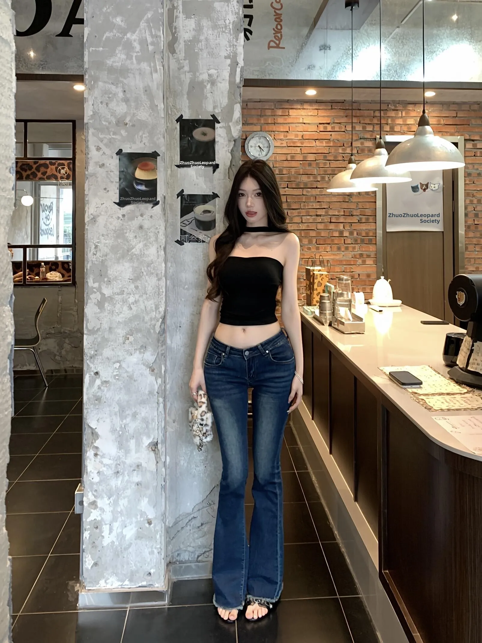 

Американские ретро-джинсы с низкой талией и расклешенными штанинами, большие размеры, женские длинные брюки, сексуальные джинсы в винтажном стиле, облегающие, для модных девушек.