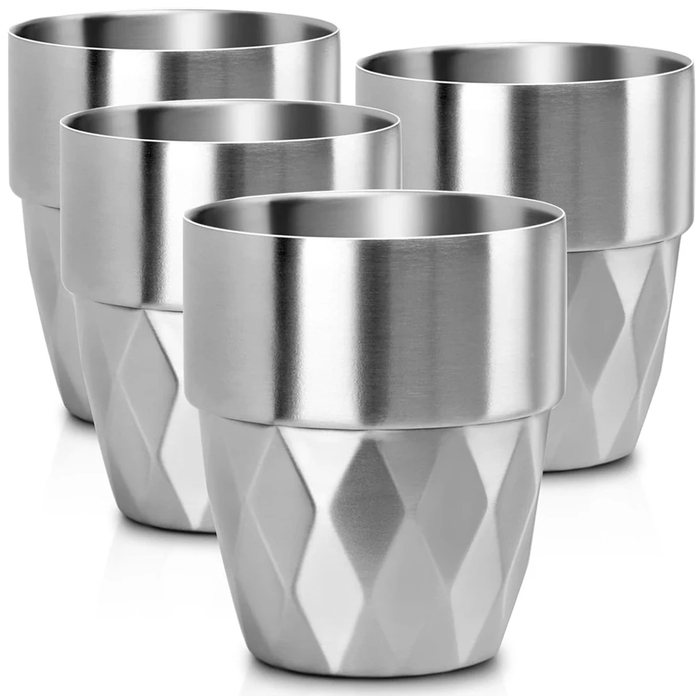 Stainless Steel Cup 10oz Stackable Stainless Steel Insulated Cups, Small Metal Cup Double Wall Tumbler Vacuum Metal Drinking