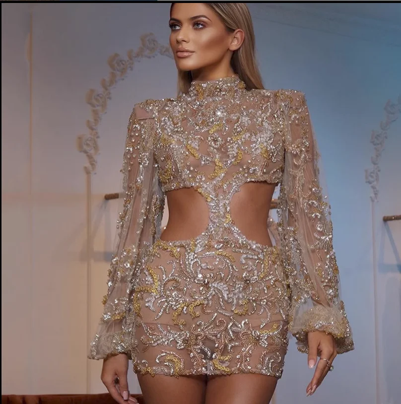 

Sexy sequined butt-wrap evening dress for summer