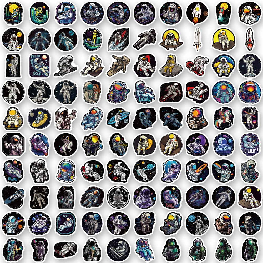 10/30/50/100pcs Cartoon Outer Space Astronaut Graffiti Stickers Decal Notebook Laptop Skateboard Car Waterproof Sticker Kids Toy