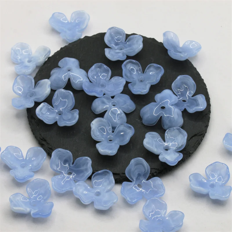 Image of 24MM Acryl Two Tone Gradient Drei Blütenblatt Blume Lose Spacer Perlen Handgemacht Für Schmuck Machen Halskette Haarnadel Zubehör DIY